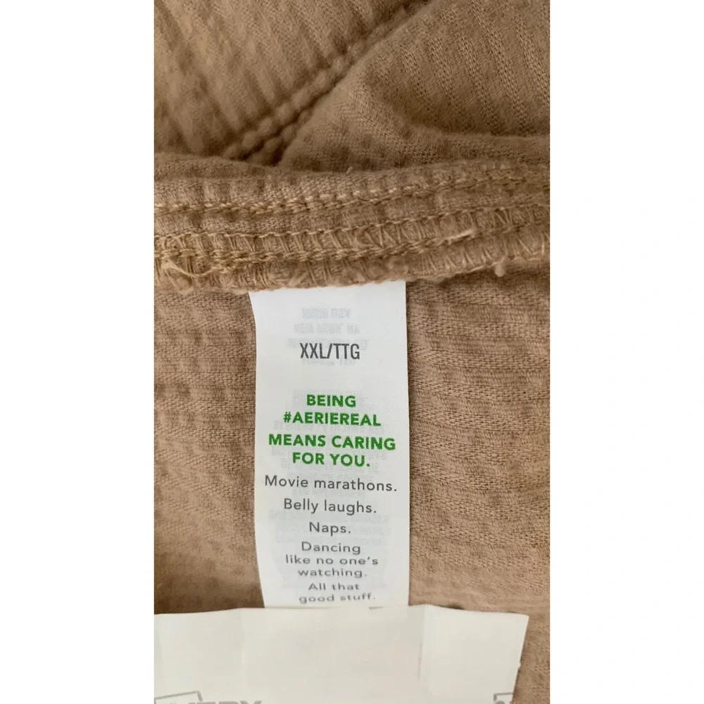Aerie Aerie Corduroy Kick Flare Overalls Tan Jumpsuit XXL New